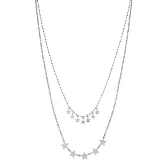 Sterling Silver Star Charm Double Strand Necklace
