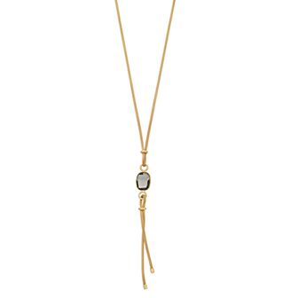 Gold Tone Sterling Silver Cubic Zirconia Y Necklace