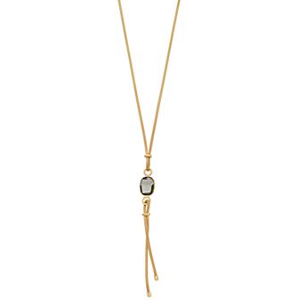 Gold Tone Sterling Silver Cubic Zirconia Y Necklace