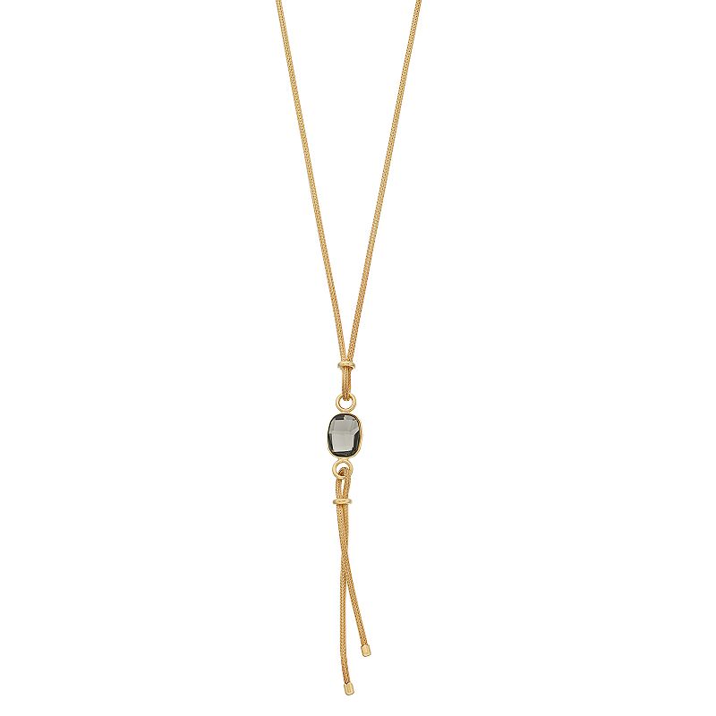 Gold Tone Sterling Silver Cubic Zirconia Y Necklace, Womens, Size: 18, 