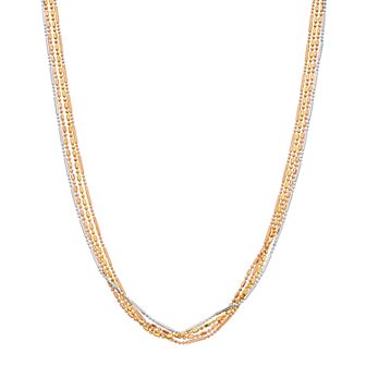 Sterling Silver Tri-Color Adjustable 4-Strand Beaded Necklace