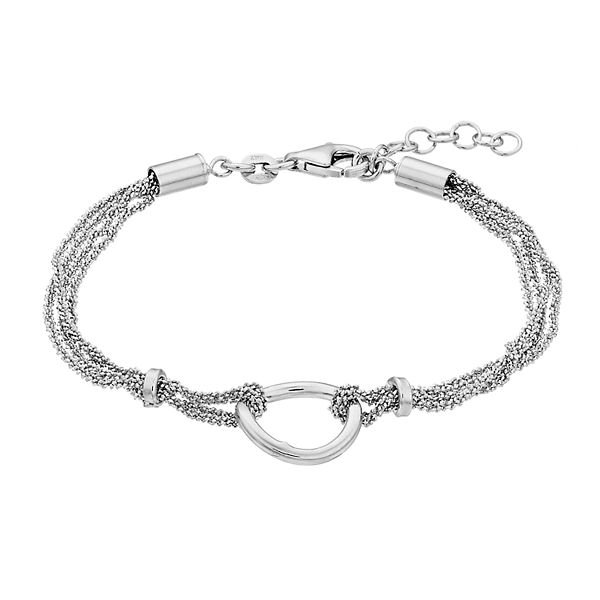 Sterling Silver Multi-Strand Mesh Circle Bracelet