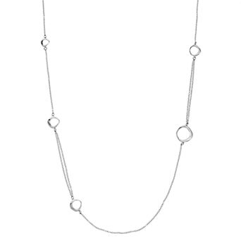 Sterling Silver Circle Accent Long Station Necklace