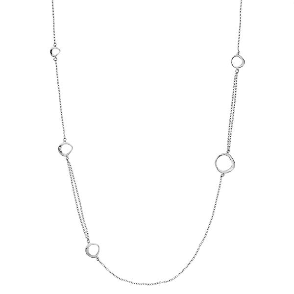 Sterling Silver Circle Accent Long Station Necklace