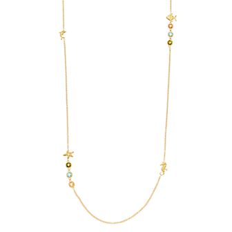 14k Gold Over Silver Cubic Zirconia Nautical Station Necklace