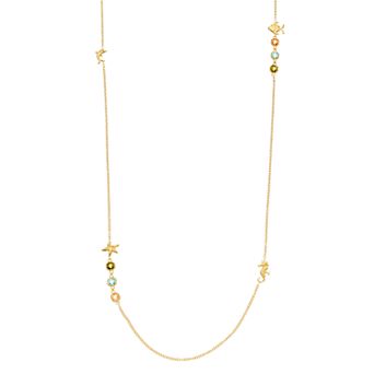 14k Gold Over Silver Cubic Zirconia Nautical Station Necklace