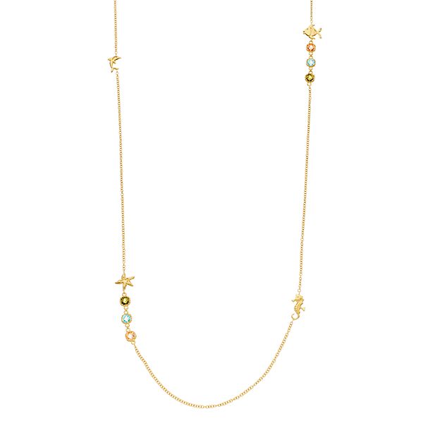 14k Gold Over Silver Cubic Zirconia Nautical Station Necklace