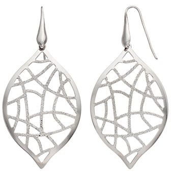 Sterling Silver Openwork Leaf Drop Earrings
