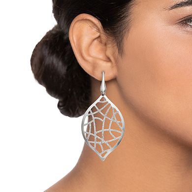 Sterling Silver Openwork Leaf Drop Earrings