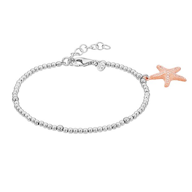 Starfish Charm with Cubic Zirconia Accent, Antiqued Sterling Silver Starfish Charm with Cubic Zirconia Accent, Antiqued Sterling Silver
