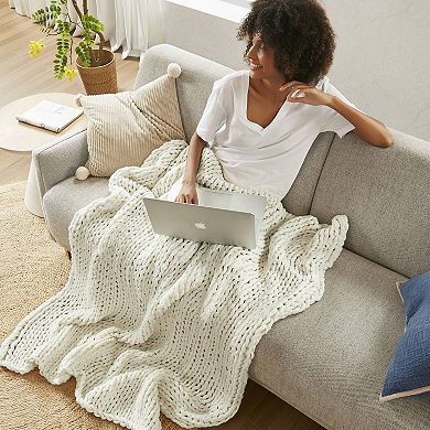 Madison Park Chunky Double Knit Handmade Throw