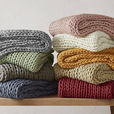 Madison Park Chunky Double Knit Handmade Throw