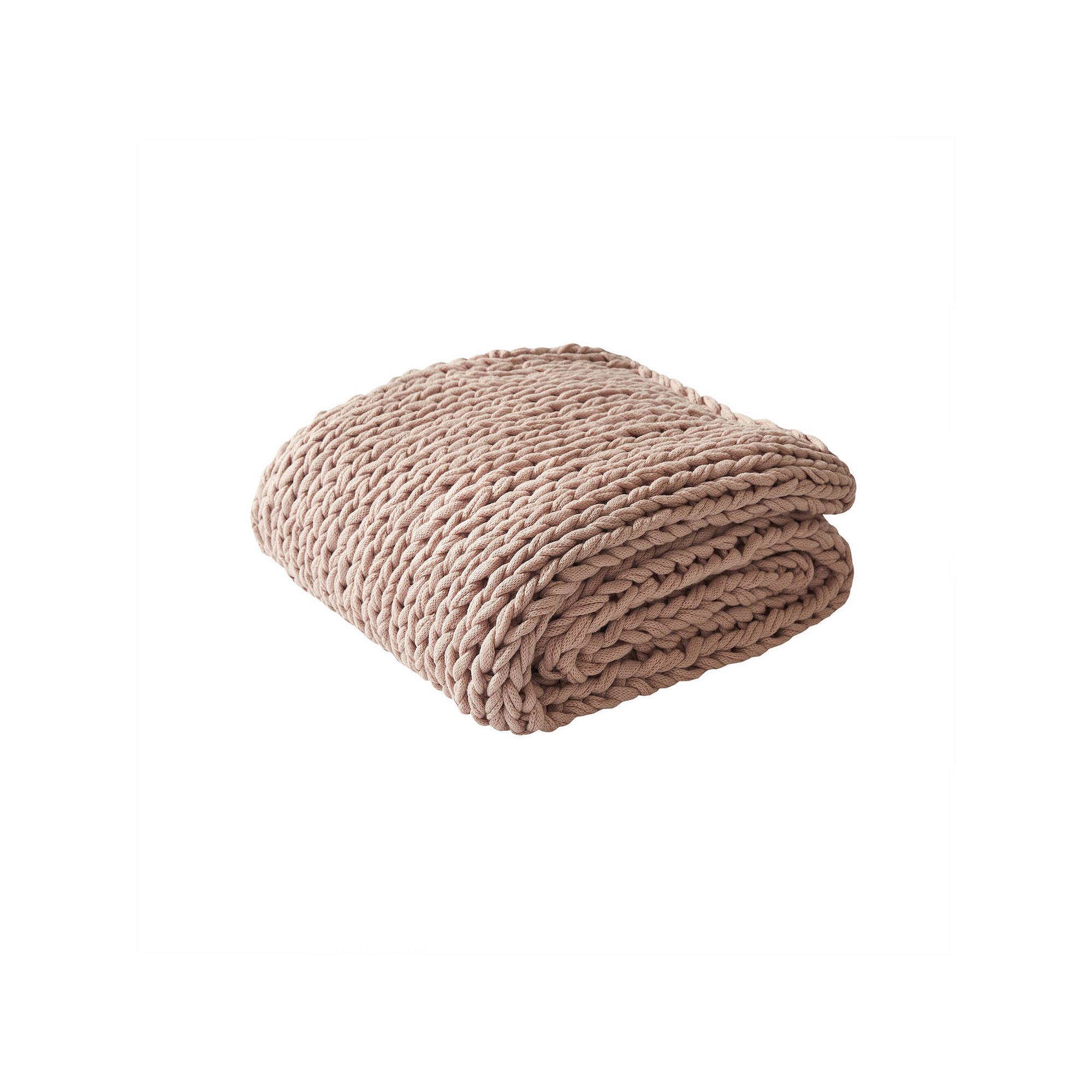 Madison Park Chunky Double Knit Handmade Throw Blanket, Blush