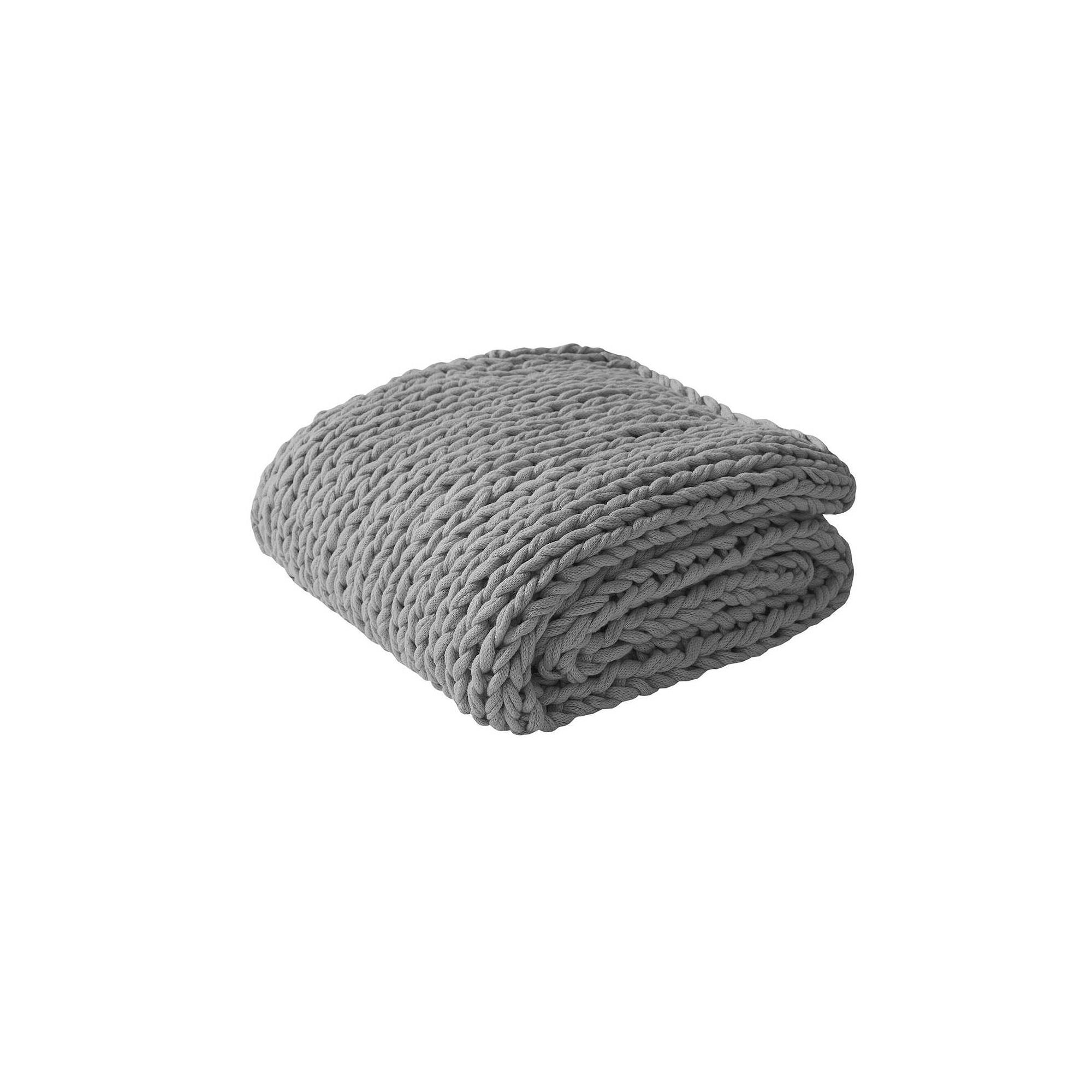 Madison Park Chunky Double Knit Handmade Throw Blanket, Gray