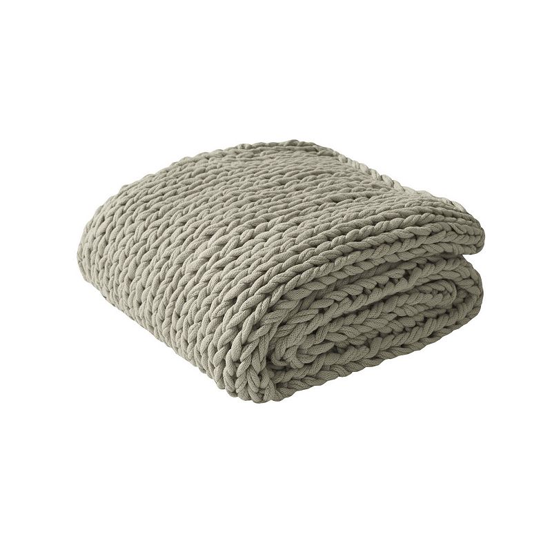 Madison Park Chunky Double Knit Handmade Throw Blanket, Grey