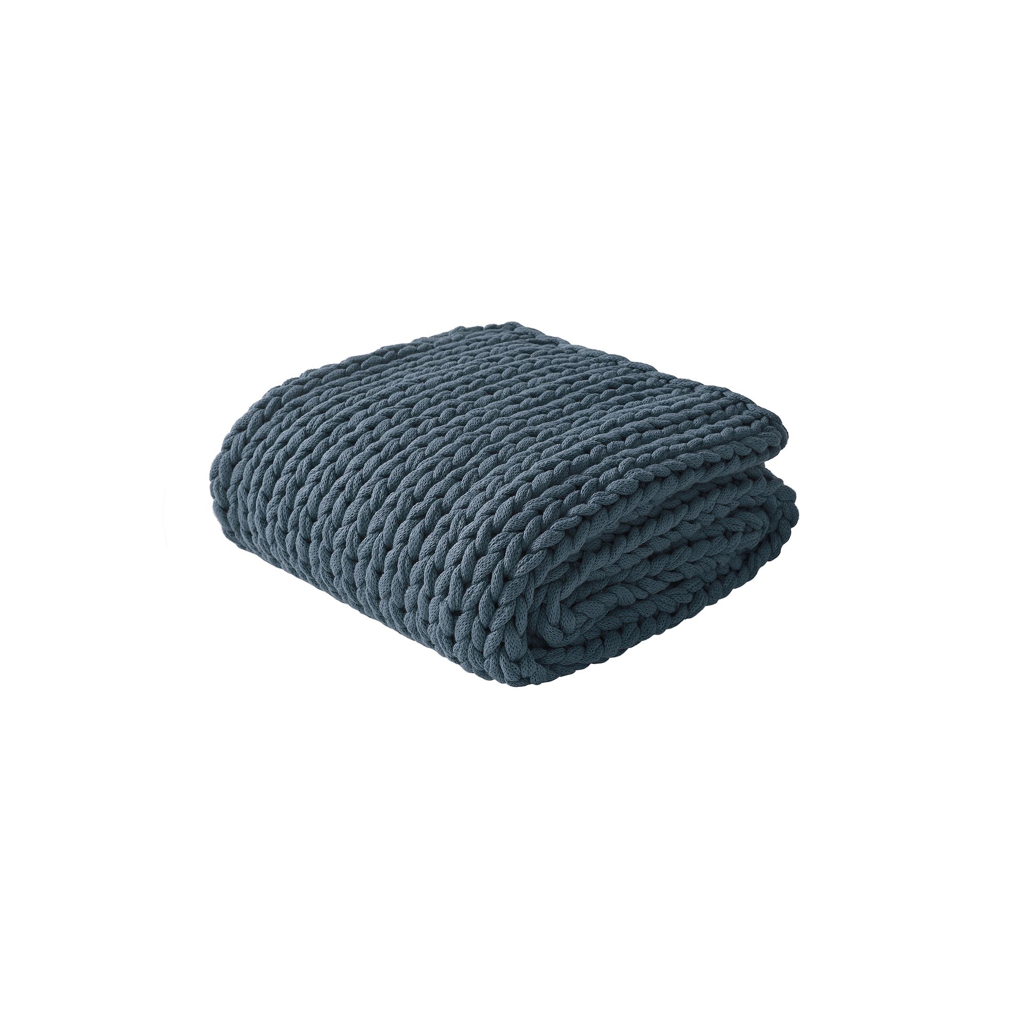 Madison Park Chunky Double Knit Handmade Throw Blanket, Blue