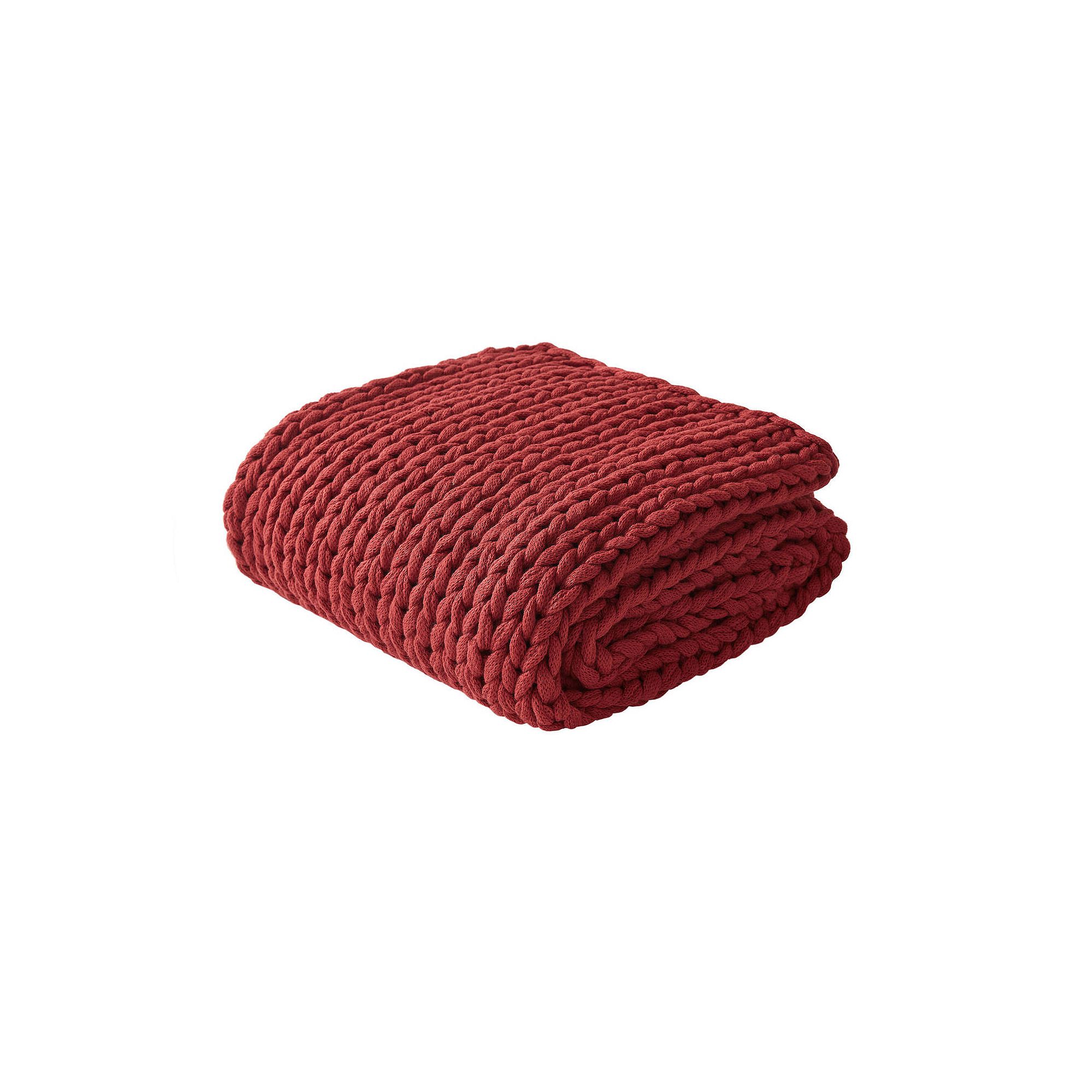 Madison Park Chunky Double Knit Handmade Throw Blanket, Red