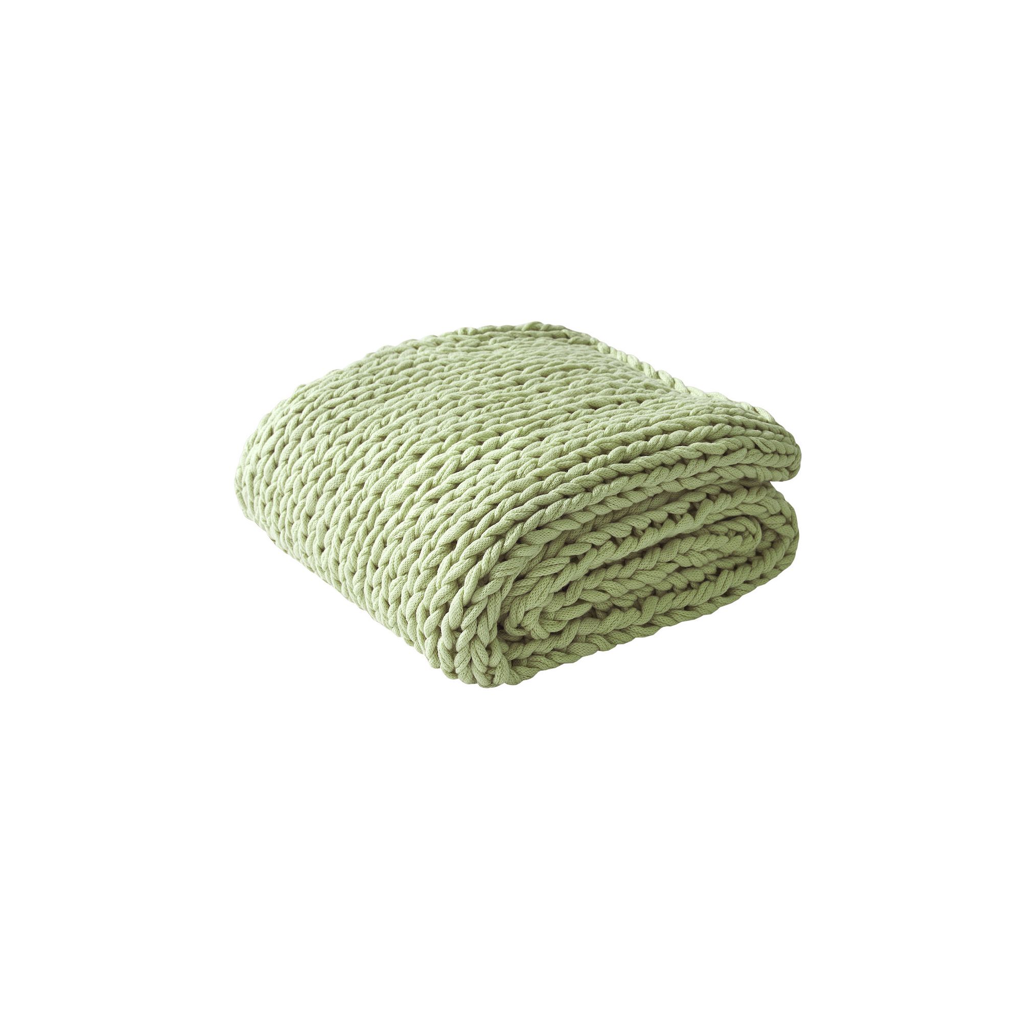 Madison Park Chunky Double Knit Handmade Throw Blanket, Sage Green