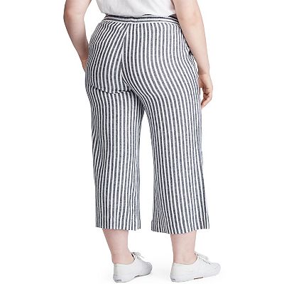 Plus Size Linen Blend Cropped Pant