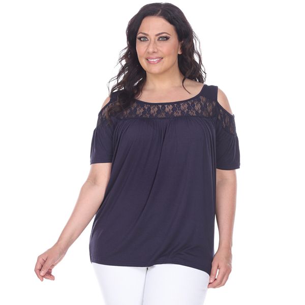 Plus Size White Mark Cold-Shoulder Top