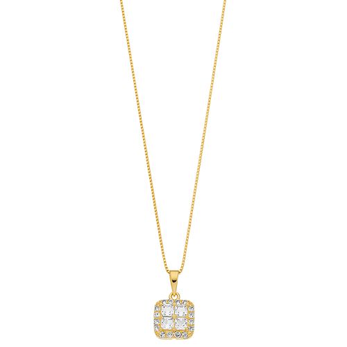 Pure Radiance 18k Gold Over Silver Lab-Created White Sapphire & Diamond ...