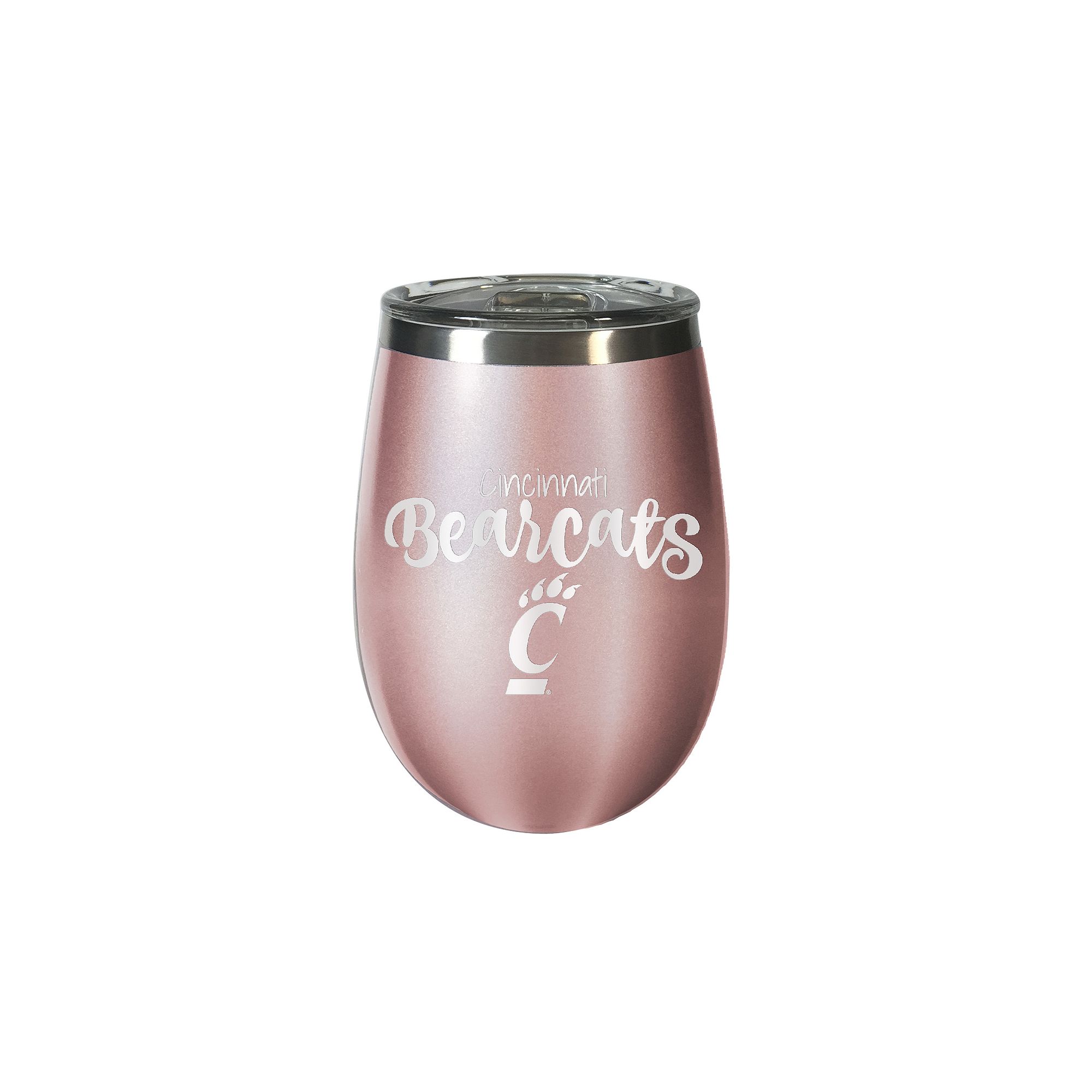Cincinnati Bearcats Rose Gold Finish Wine Tumbler, Pink