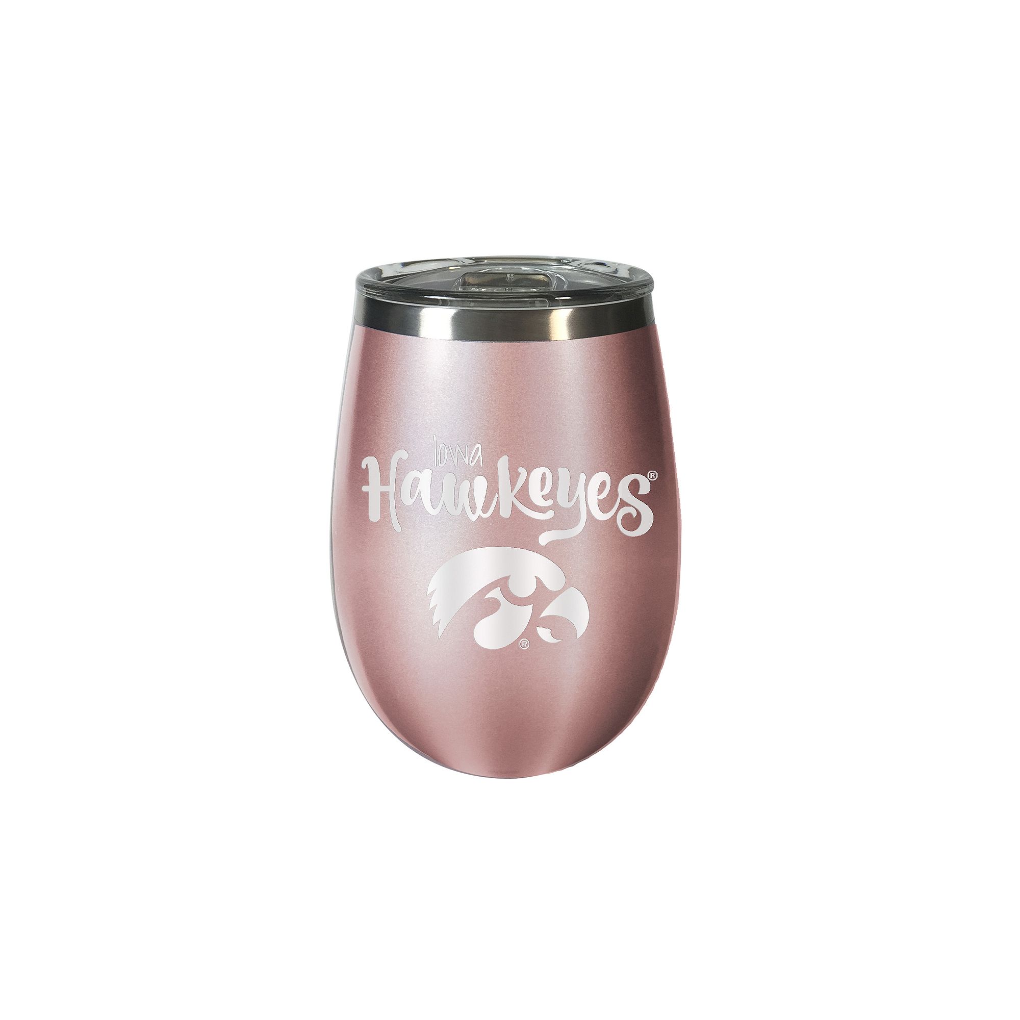 Iowa Hawkeyes Rose Gold Finish Wine Tumbler, Pink