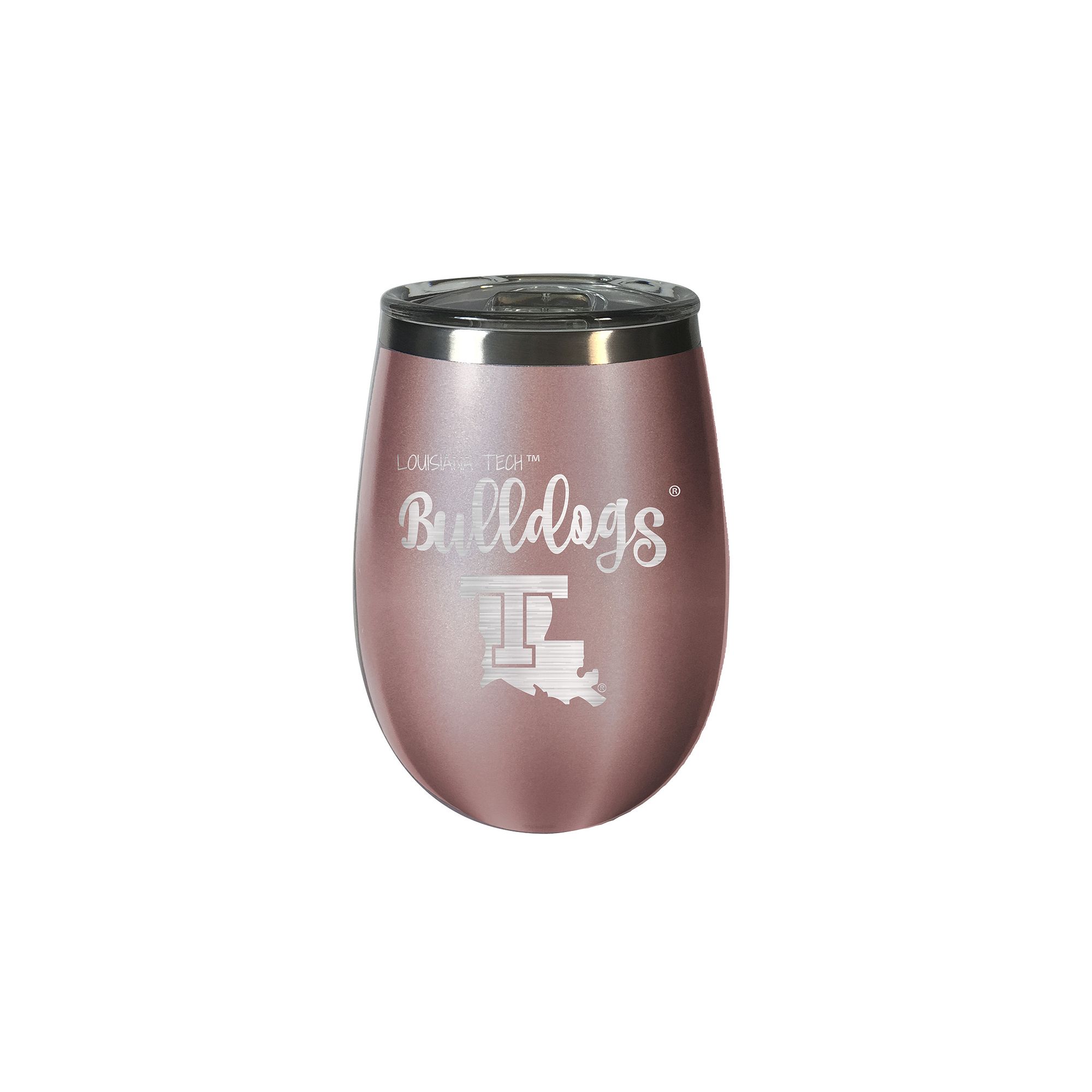 Louisiana Tech Bulldogs Rose Gold Finish Wine Tumbler, Lst Pink