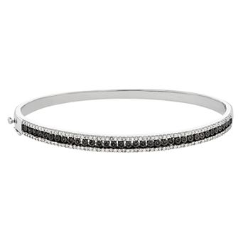 HDI Sterling Silver 1/2 Carat T.W. Black & White Diamond Bangle Bracelet
