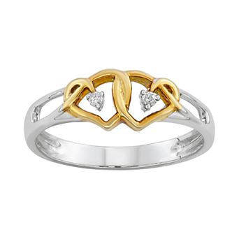 HDI Two Tone Sterling Silver Diamond Accent Heart Promise Ring