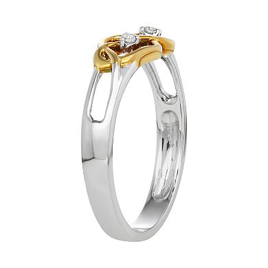HDI Two Tone Sterling Silver Diamond Accent Heart Promise Ring