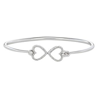 HDI Sterling Silver 1/6 Carat T.W. Heart Bangle Bracelet