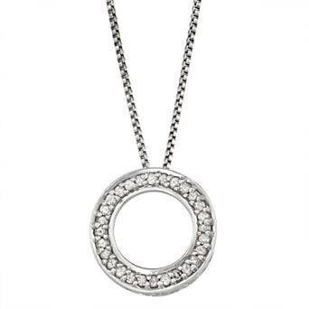 HDI Sterling Silver 1/6 Carat T.W. Diamond Circle Pendant Necklace