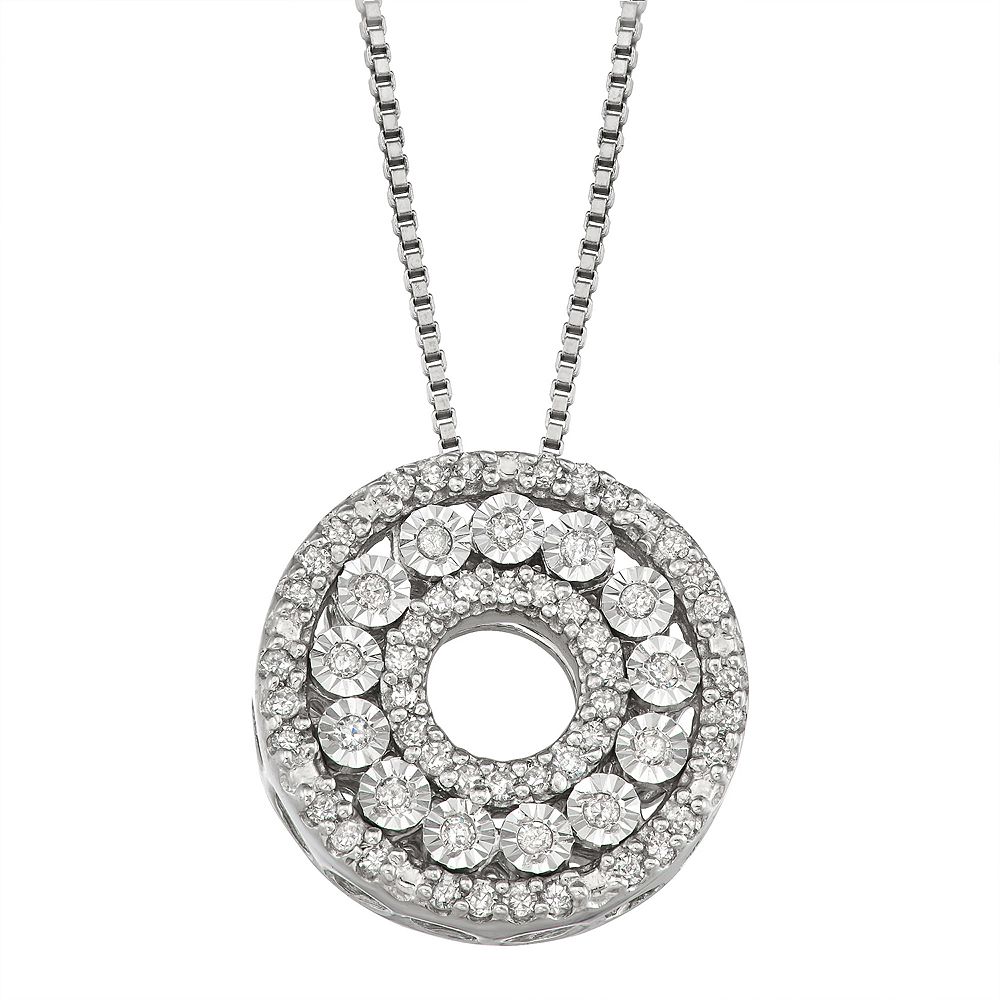 HDI Sterling Silver 1/5 Carat T.W. Diamond Circle Penda…
