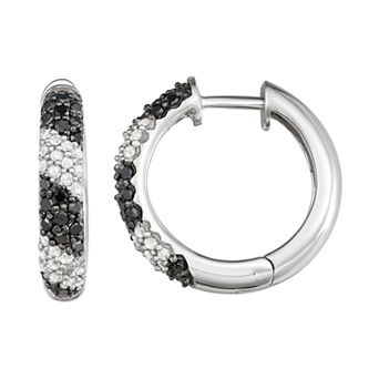HDI 1/2 Carat T.W. Black & White Diamond Hoop Earrings
