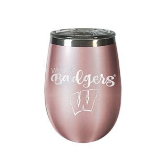 Wisconsin Badgers Rose Gold Finish Wine Tumbler