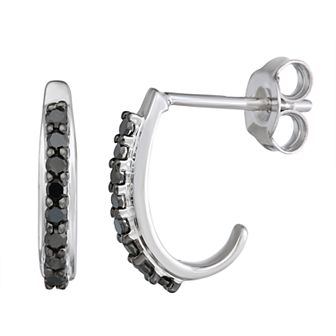 HDI 1/4 Carat T.W. Black Diamond J Hoop Earrings
