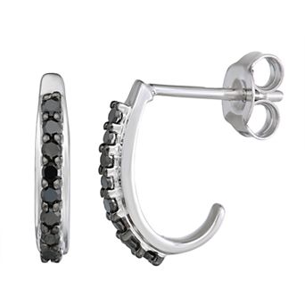 HDI 1/4 Carat T.W. Black Diamond J Hoop Earrings