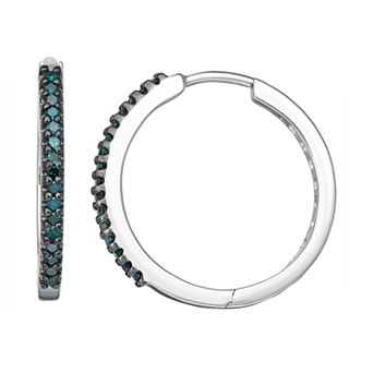 HDI 1/4 Carat T.W. Blue Diamond Hoop Earrings