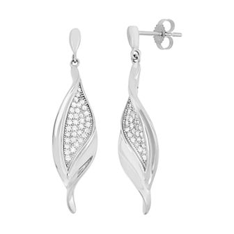 HDI 3/8 Carat T.W. Diamond Leaf Dangling Earrings