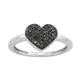 HDI 1/4 Carat T.W. Black Diamonds Heart Shape Ring