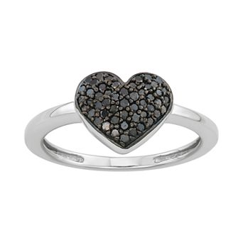 HDI 1/4 Carat T.W. Black Diamonds Heart Shape Ring