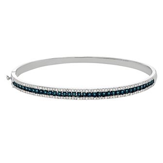 HDI Sterling Silver 1/2 Carat T.W. Blue & White Diamond Bangle Bracelet