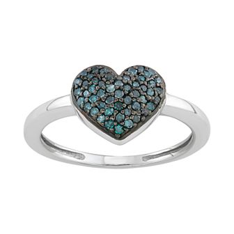 HDI 1/4 Carat T.W. Blue Diamonds Heart Shape Ring