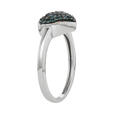 HDI 1/4 Carat T.W. Blue Diamonds Heart Shape Ring