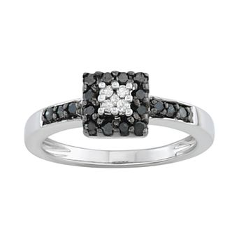 HDI 1/3 Carat T.W. Black & White Diamond Halo Ring