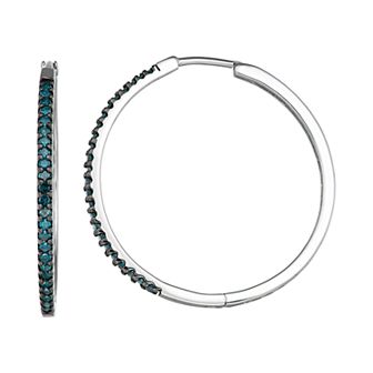 HDI 1/2 Carat T.W. Blue Diamond Hoop Earrings