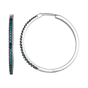 HDI 1/2 Carat T.W. Blue Diamond Hoop Earrings