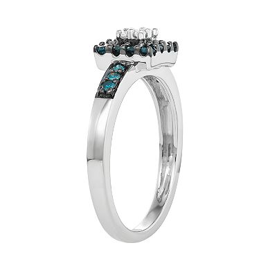 1/3 Carat T.W. Blue & White Diamond Halo Ring