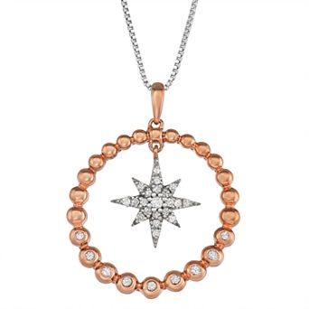 HDI 1/5 Carat T.W. Diamond Starburst Circle Necklace